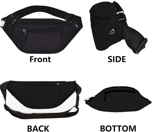 Crossbody Fanny Pack for Men Women, Fashion Waist Bag Pack with Adjustable Strap for Outdoors, Casual Belt Bag for Travel Walking Running(Black) in Saudi Arabia