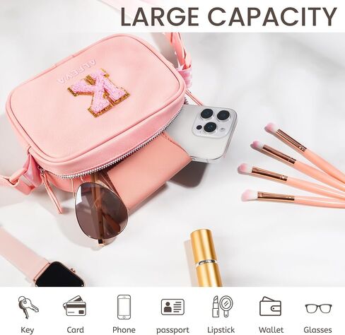 Crossbody Bags for Girls Teen,PU Leather pink Purses,vCrossbody Purses with Initial Letters, Chest Bag,Travel Purse,Best Friend Birthday Gifts for Women Girls Teen (pink-X) in Saudi Arabia