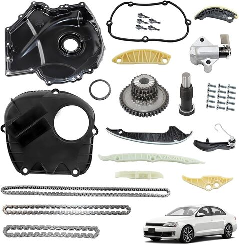 مجموعة سلسلة التوقيت EA888 مع غطاء وموتر وقضبان توجيه متوافقة مع Audi A3 A4 A5 S3 S4 S5 Q3 Q5 TT Volkswagen Jetta Golf Passat Tiguan CC 1.8L 2.0L يستبدل 06K109158AD 06H109210AG in Saudi Arabia