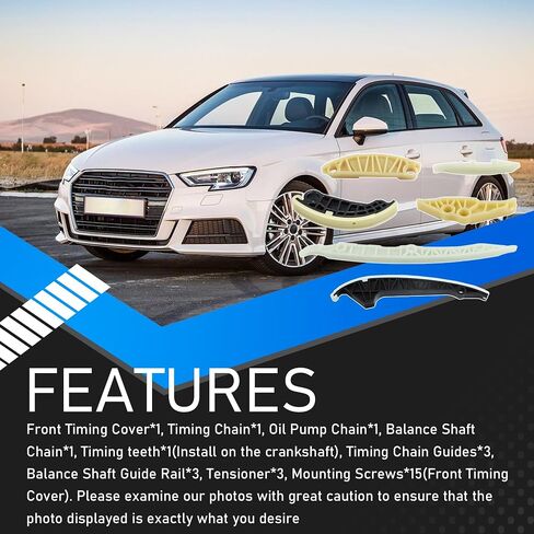 مجموعة سلسلة التوقيت EA888 مع غطاء وموتر وقضبان توجيه متوافقة مع Audi A3 A4 A5 S3 S4 S5 Q3 Q5 TT Volkswagen Jetta Golf Passat Tiguan CC 1.8L 2.0L يستبدل 06K109158AD 06H109210AG in Saudi Arabia