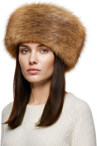 Women's Faux Fur Hat for Winter-Soft Fluffy Russian Hat, Warm Thermal Lined Bunny Cap for Cold Weather in Saudi Arabia