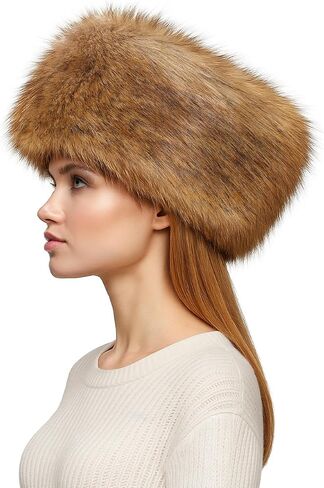 Women's Faux Fur Hat for Winter-Soft Fluffy Russian Hat, Warm Thermal Lined Bunny Cap for Cold Weather in Saudi Arabia