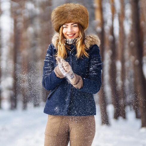 Women's Faux Fur Hat for Winter-Soft Fluffy Russian Hat, Warm Thermal Lined Bunny Cap for Cold Weather in Saudi Arabia