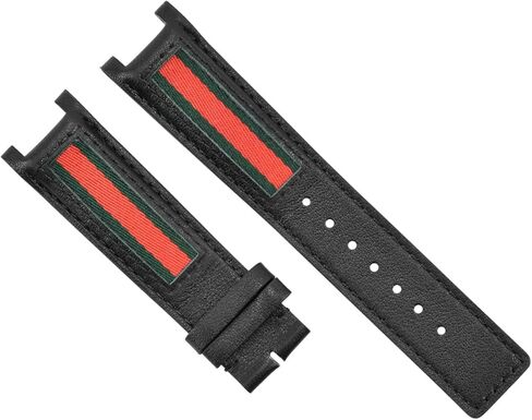 Ewatchparts حزام ساعة جلدي بديل 20 ملم متوافق مع ساعة GUCCI YA13309 باللون الأسود T.QUALITY in Saudi Arabia