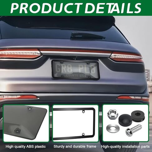 2 Pcs Clear License Plate Covers and Frames,Transparent License Plate Holders with Screws & Caps,Rust-Proof Auto Licenses Plates Protector Shields for Standard US Plates in Kuwait