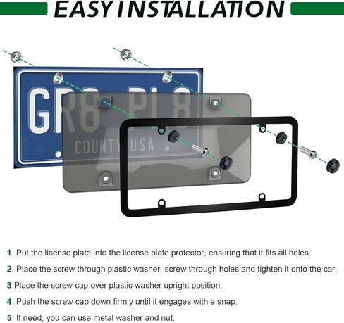 2 Pcs Clear License Plate Covers and Frames,Transparent License Plate Holders with Screws & Caps,Rust-Proof Auto Licenses Plates Protector Shields for Standard US Plates in Kuwait