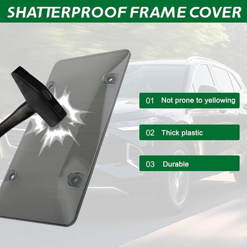 2 Pcs Clear License Plate Covers and Frames,Transparent License Plate Holders with Screws & Caps,Rust-Proof Auto Licenses Plates Protector Shields for Standard US Plates in Kuwait