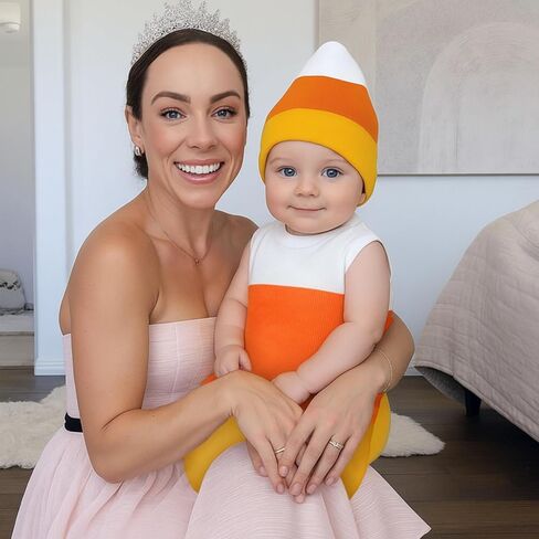 2 Pcs Halloween Candy Corn Costume Set for Infant Candy Corn Crochet Baby Swaddle for Newborn Baby Boys Girls Halloween Cosplay Photography Supplies Photo Props in Kuwait