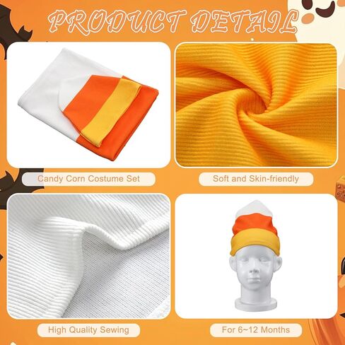 2 Pcs Halloween Candy Corn Costume Set for Infant Candy Corn Crochet Baby Swaddle for Newborn Baby Boys Girls Halloween Cosplay Photography Supplies Photo Props in Kuwait