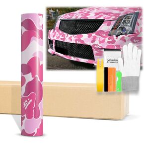 24"x60" (2FTx5FT) Camouflage Ape Pink Pattern Matte Vinyl Wrap Auto Car Sticker Decal Film Sheet Bubble Free Air Release Technology with Tool Kit in Saudi Arabia