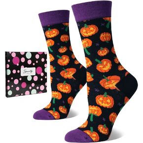 ZhuNuSi Halloween Socks for Women Girls Novelty Pumpkin Spooky Ghost Bat Spider Fun Cotton Crew Fall Socks in Saudi Arabia