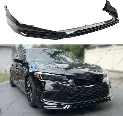 Front Lip Compatible with 2022-2024 Honda Civic, Air Dam Lower Chin Bumper Splitter Protection Body Kit Fits for 4-Door Sedan & Hatchback 2022 2023 2024 (Black Pearl NH731P) in Saudi Arabia
