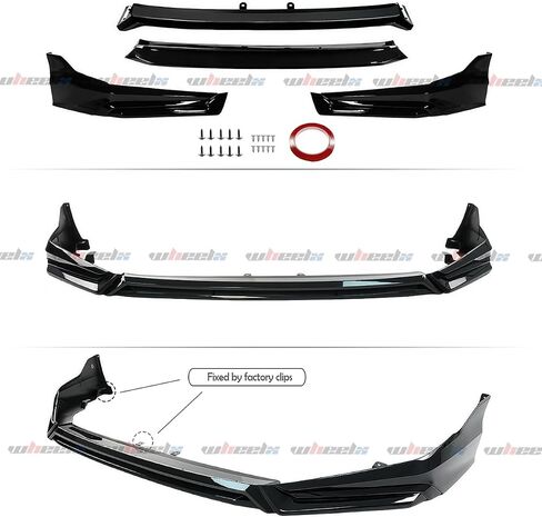 Front Lip Compatible with 2022-2024 Honda Civic, Air Dam Lower Chin Bumper Splitter Protection Body Kit Fits for 4-Door Sedan & Hatchback 2022 2023 2024 (Black Pearl NH731P) in Saudi Arabia