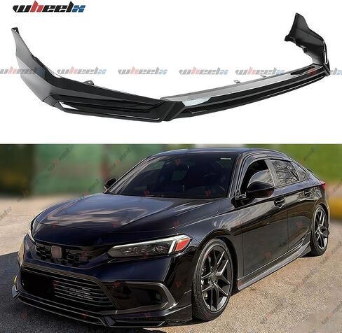 Front Lip Compatible with 2022-2024 Honda Civic, Air Dam Lower Chin Bumper Splitter Protection Body Kit Fits for 4-Door Sedan & Hatchback 2022 2023 2024 (Black Pearl NH731P) in Saudi Arabia