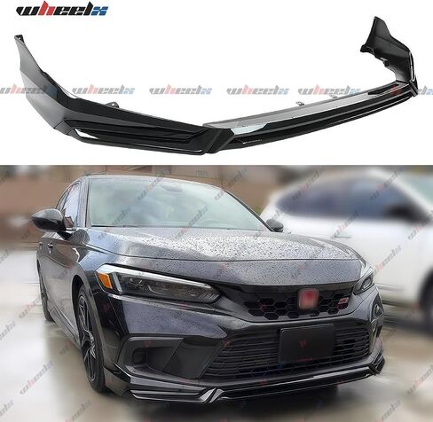 Front Lip Compatible with 2022-2024 Honda Civic, Air Dam Lower Chin Bumper Splitter Protection Body Kit Fits for 4-Door Sedan & Hatchback 2022 2023 2024 (Black Pearl NH731P) in Saudi Arabia