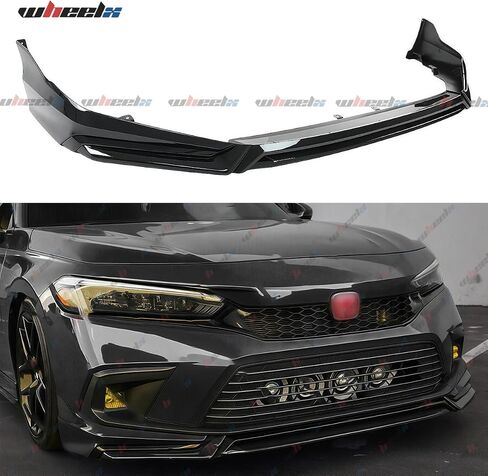 Front Lip Compatible with 2022-2024 Honda Civic, Air Dam Lower Chin Bumper Splitter Protection Body Kit Fits for 4-Door Sedan & Hatchback 2022 2023 2024 (Black Pearl NH731P) in Saudi Arabia