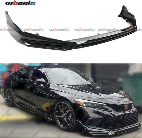 Front Lip Compatible with 2022-2024 Honda Civic, Air Dam Lower Chin Bumper Splitter Protection Body Kit Fits for 4-Door Sedan & Hatchback 2022 2023 2024 (Black Pearl NH731P) in Saudi Arabia