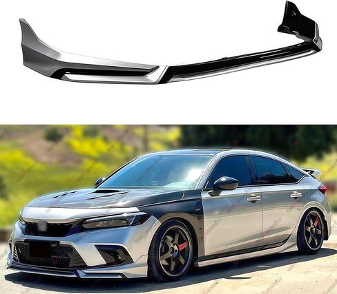 Front Lip Compatible with 2022-2024 Honda Civic, Air Dam Lower Chin Bumper Splitter Protection Body Kit Fits for 4-Door Sedan & Hatchback 2022 2023 2024 (Black Pearl NH731P) in Saudi Arabia