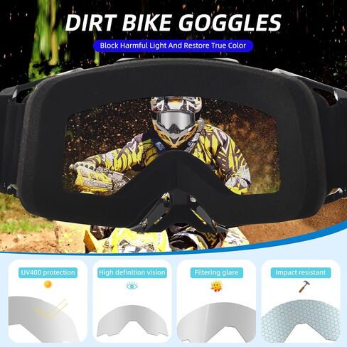 نظارات ركوب الدراجات النارية ATV للبالغين والرجال والنساء، نظارات مقاومة للرياح للتزلج in Saudi Arabia