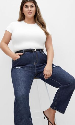 بنطلون نسائي من City Chic بمقاس كبير من Jean-Harley Adelyn Crop in Saudi Arabia