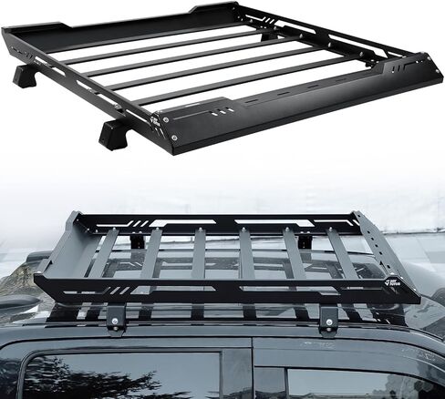 JOYTUTUS سلة رف السقف متوافقة مع 2021-2025 F150 طاقم الكابينة، حامل رفوف البضائع للسقف، سلة رف البضائع المعدنية على السطح، سلال شحن المركبات الثقيلة للأمتعة في الهواء الطلق والعتاد in Kuwait