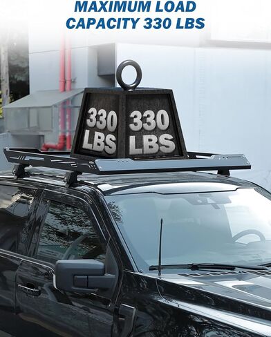 JOYTUTUS سلة رف السقف متوافقة مع 2021-2025 F150 طاقم الكابينة، حامل رفوف البضائع للسقف، سلة رف البضائع المعدنية على السطح، سلال شحن المركبات الثقيلة للأمتعة في الهواء الطلق والعتاد in Kuwait