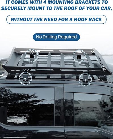 JOYTUTUS سلة رف السقف متوافقة مع 2021-2025 F150 طاقم الكابينة، حامل رفوف البضائع للسقف، سلة رف البضائع المعدنية على السطح، سلال شحن المركبات الثقيلة للأمتعة في الهواء الطلق والعتاد in Kuwait