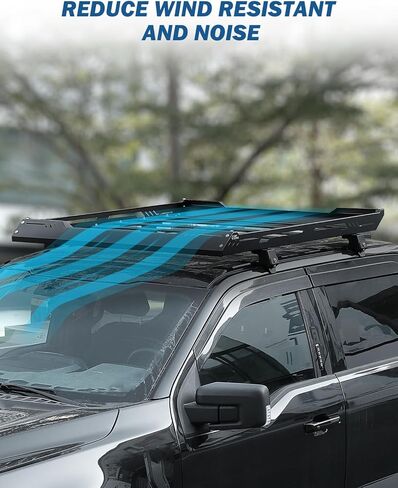 JOYTUTUS سلة رف السقف متوافقة مع 2021-2025 F150 طاقم الكابينة، حامل رفوف البضائع للسقف، سلة رف البضائع المعدنية على السطح، سلال شحن المركبات الثقيلة للأمتعة في الهواء الطلق والعتاد in Kuwait