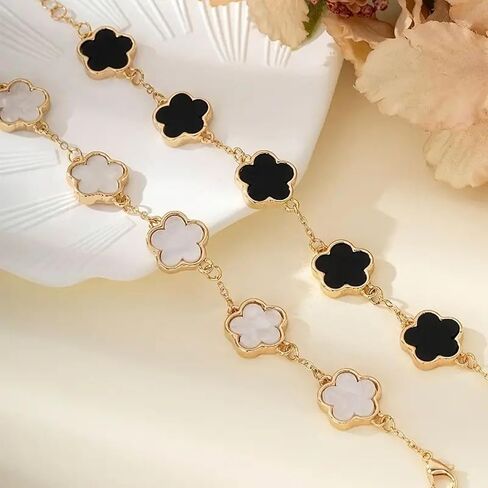 2 PCS Lucky Floral Bracelet Set for Women, Elegant Flower Chain Link Design, Charming and Timeless Jewelry, Great for Everyday Use and Special Events in Saudi Arabia