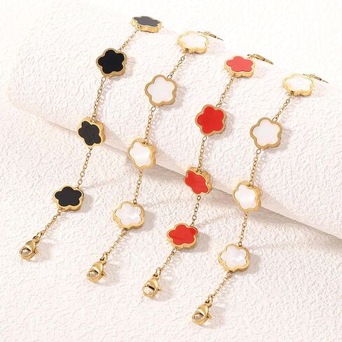 2 PCS Lucky Floral Bracelet Set for Women, Elegant Flower Chain Link Design, Charming and Timeless Jewelry, Great for Everyday Use and Special Events in Saudi Arabia