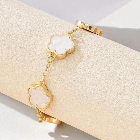2 PCS Lucky Floral Bracelet Set for Women, Elegant Flower Chain Link Design, Charming and Timeless Jewelry, Great for Everyday Use and Special Events in Saudi Arabia