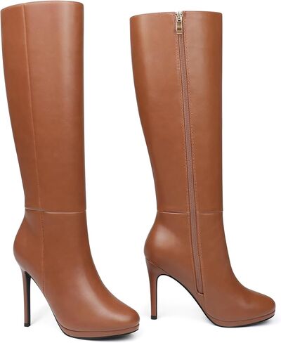 MERUMOTE المرأة أحذية عالية في الركبة منصة كعب أحذية Stiletto الكعوب طويل القامة الجانب سستة أحذية طويلة in Kuwait