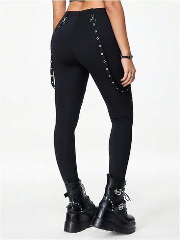 Floerns Women's Gothic Mesh Leggings Pants High Waisted Skinny Punk Concert Outfit in Kuwait