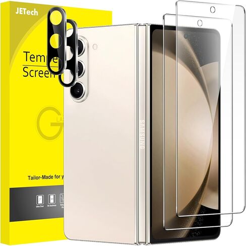 واقي شاشة أمامي JETech لهاتف Samsung Galaxy Z Fold 6 مع واقي عدسة الكاميرا، أداة سهلة التركيب، غشاء زجاجي مقوى 9H، مضاد للخدش، شفاف عالي الدقة، عبوتان لكل منهما in Saudi Arabia