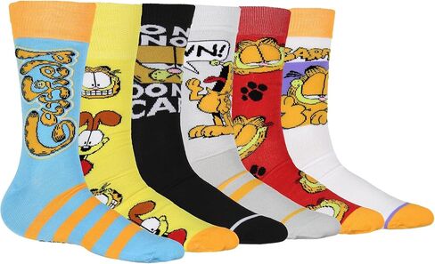 Bioworld Garfield Socks Men's Don't Know Don't Care Character Inspired Adult 6-Pack Mid Calf Mix and Match Casual Crew Socks in Saudi Arabia