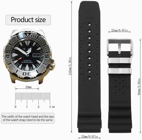 سوار ساعة من السيليكون الناعم مقاس 22 ملم متوافق مع سوار بديل للغواصين من سيتيزن دايفر للرجال رياضي مقاوم للماء in Kuwait