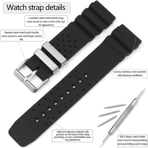 سوار ساعة من السيليكون الناعم مقاس 22 ملم متوافق مع سوار بديل للغواصين من سيتيزن دايفر للرجال رياضي مقاوم للماء in Kuwait