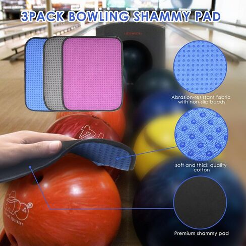 BROTOU 3 Pack 10"x 8" Bowling Shammy Pad with EZ Grip Dots, Bowling Ball Towel Microfiber Bowling Seesaw Bag, Non-Slip Bowling Polishers Bag Bowling Cleaner Towel for Cleaning Dirt/Oil in Saudi Arabia