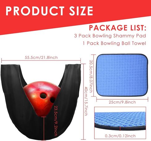 BROTOU 3 Pack 10"x 8" Bowling Shammy Pad with EZ Grip Dots, Bowling Ball Towel Microfiber Bowling Seesaw Bag, Non-Slip Bowling Polishers Bag Bowling Cleaner Towel for Cleaning Dirt/Oil in Saudi Arabia