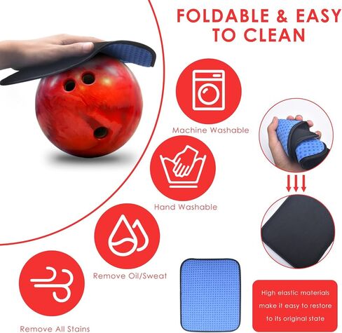 BROTOU 3 Pack 10"x 8" Bowling Shammy Pad with EZ Grip Dots, Bowling Ball Towel Microfiber Bowling Seesaw Bag, Non-Slip Bowling Polishers Bag Bowling Cleaner Towel for Cleaning Dirt/Oil in Saudi Arabia