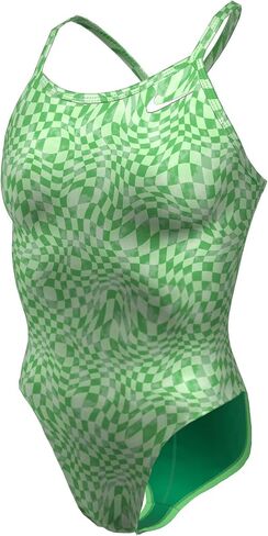 Nike Women's Hydrastrong Multi Print Racerback One Piece Swimsuit Green Shock, Size 36 in Saudi Arabia