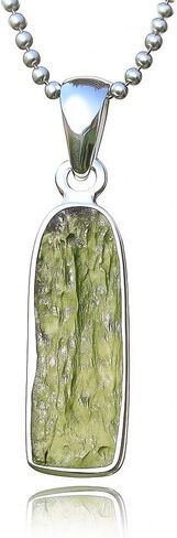 Natural Moldavite Raw Stone Pendant, Sterling Silver 925, Green Rough Gemstone in Saudi Arabia