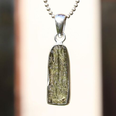 Natural Moldavite Raw Stone Pendant, Sterling Silver 925, Green Rough Gemstone in Saudi Arabia