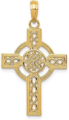 14K Yellow Gold Diamond-cut Celtic Cross Pendant in Saudi Arabia