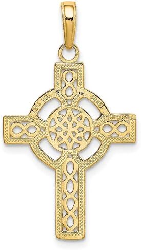 14K Yellow Gold Diamond-cut Celtic Cross Pendant in Saudi Arabia