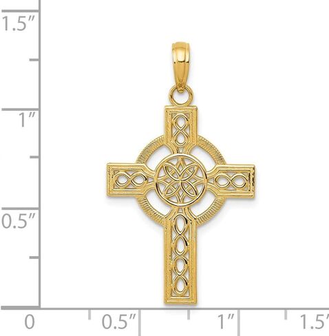 14K Yellow Gold Diamond-cut Celtic Cross Pendant in Saudi Arabia