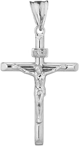 .925 Sterling Silver 1.17" INRI Crucifix Jesus Christ on the Holy Cross Pendant Necklace, Choice of Length in Saudi Arabia