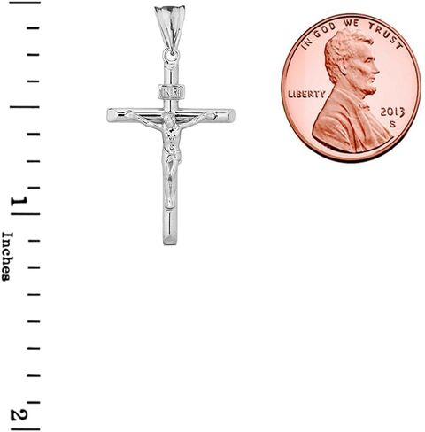 .925 Sterling Silver 1.17" INRI Crucifix Jesus Christ on the Holy Cross Pendant Necklace, Choice of Length in Saudi Arabia
