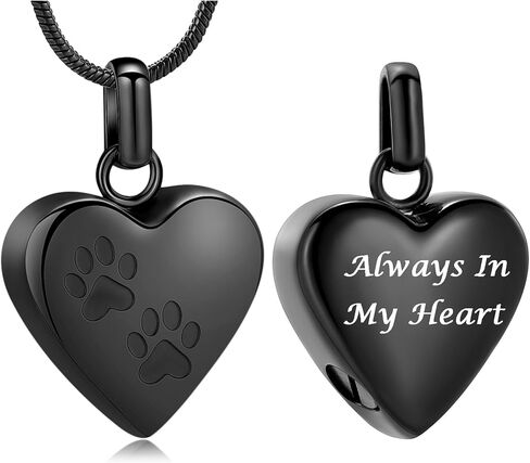 Imrsanl Pet Cremation Jewelry for Ashes Necklace Stainless Steel Paw Print Heart Urn Necklaces for Women Men Memorial Keepsake Jewelry in Kuwait