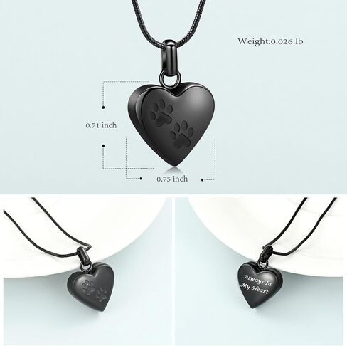 Imrsanl Pet Cremation Jewelry for Ashes Necklace Stainless Steel Paw Print Heart Urn Necklaces for Women Men Memorial Keepsake Jewelry in Kuwait
